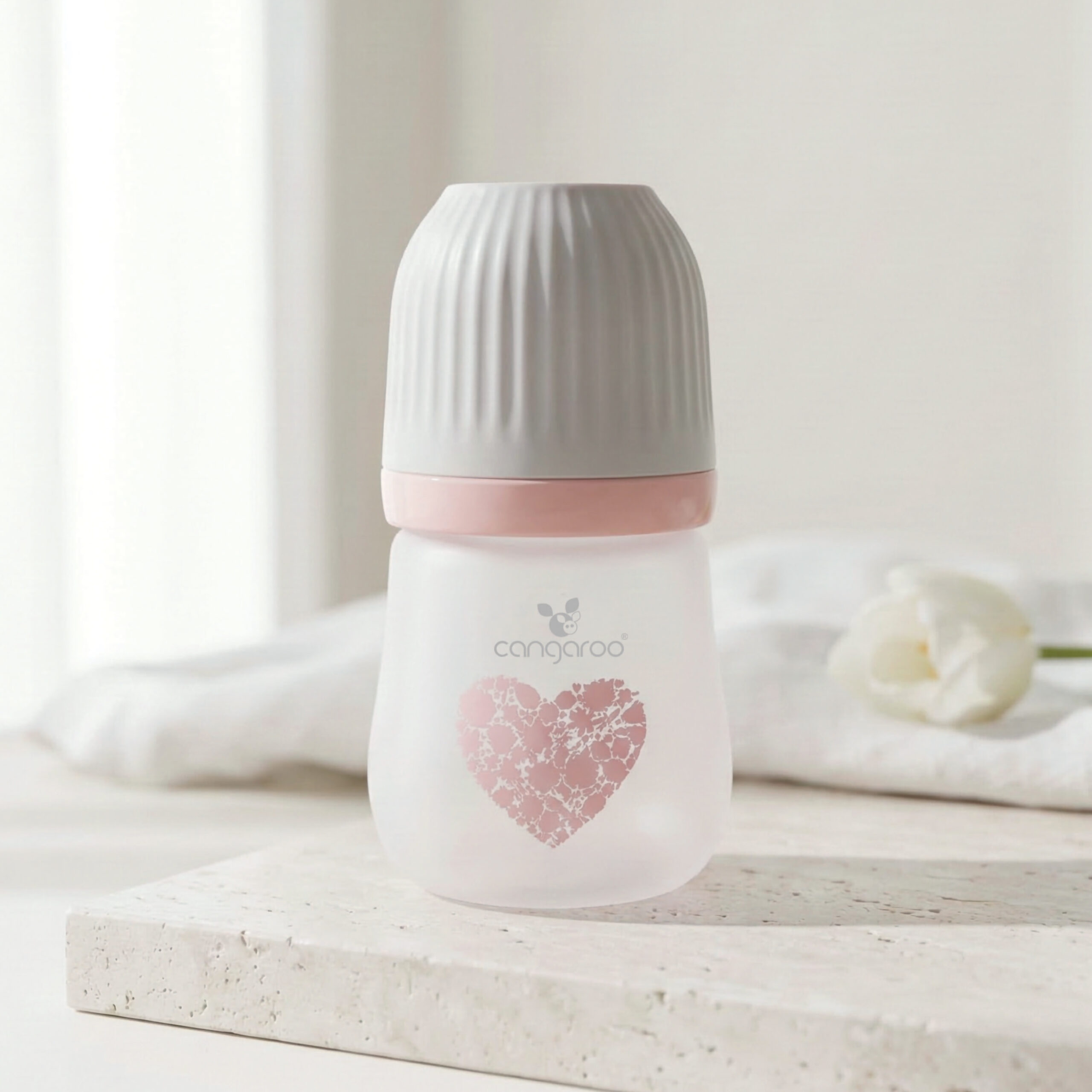 Шише Стъклено широко 180ml Amori розов - Image 3