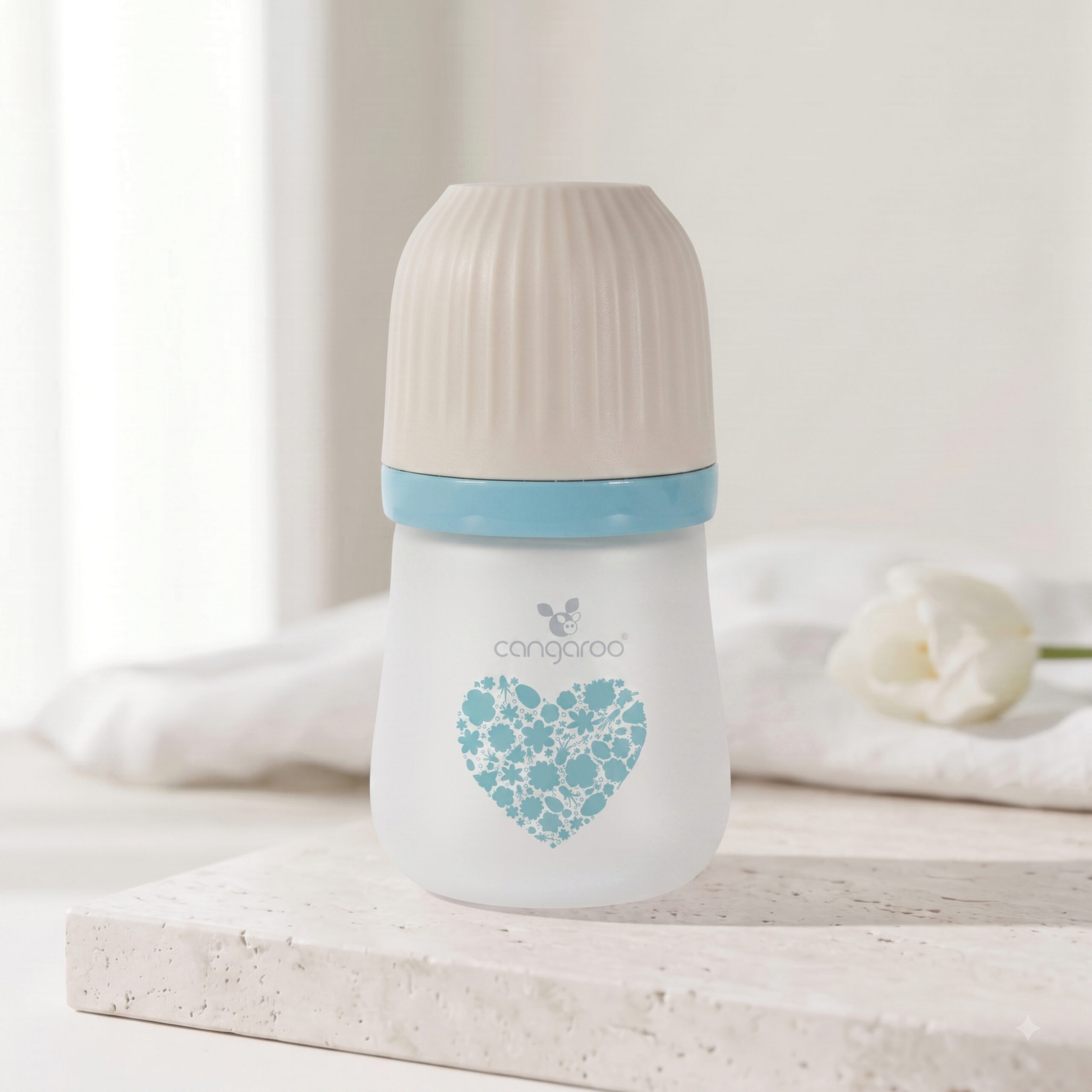 Шише Стъклено широко 180ml Amori син - Image 3