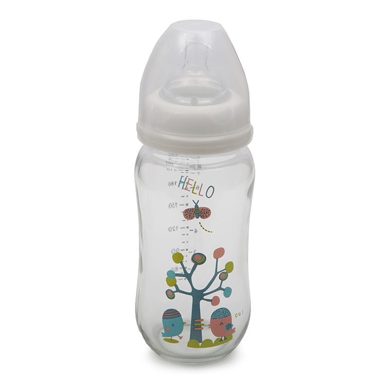 Стъклено шише за хранене с широко гърло 240 ml B0468