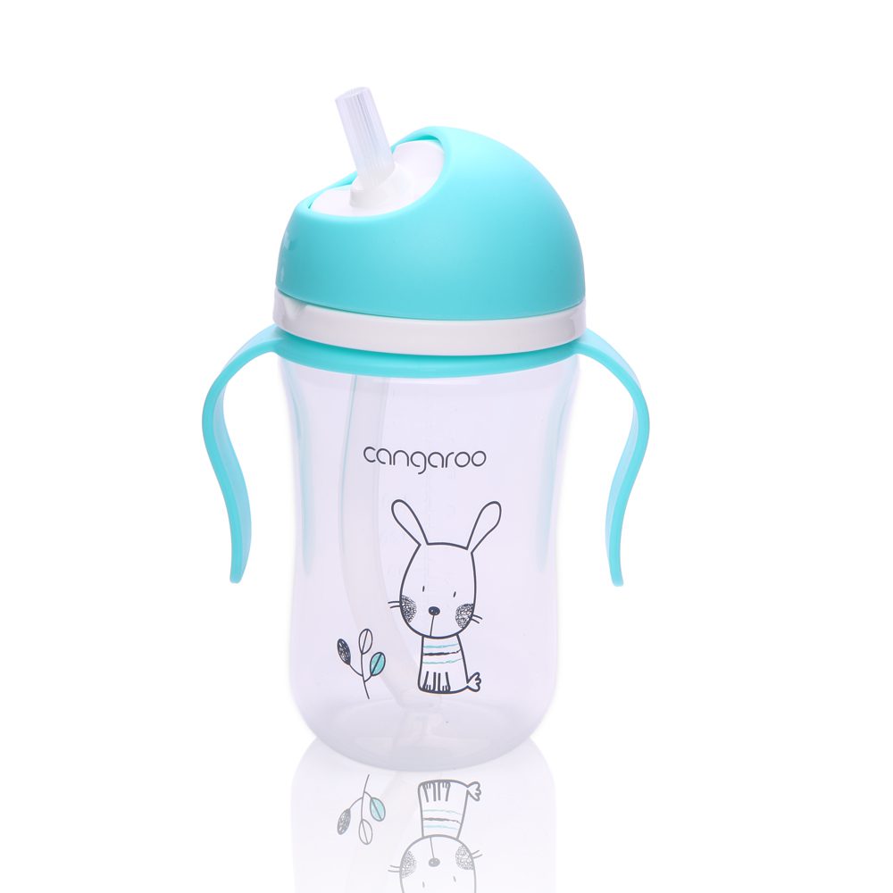 Чаша със силиконова сламка 300ML Bunny C0587 син