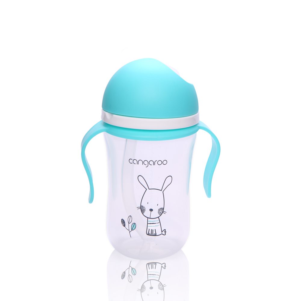 Чаша със силиконова сламка 300ML Bunny C0587 син - Image 2