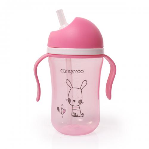 Чаша със силиконова сламка 300ML Bunny C0587 розов
