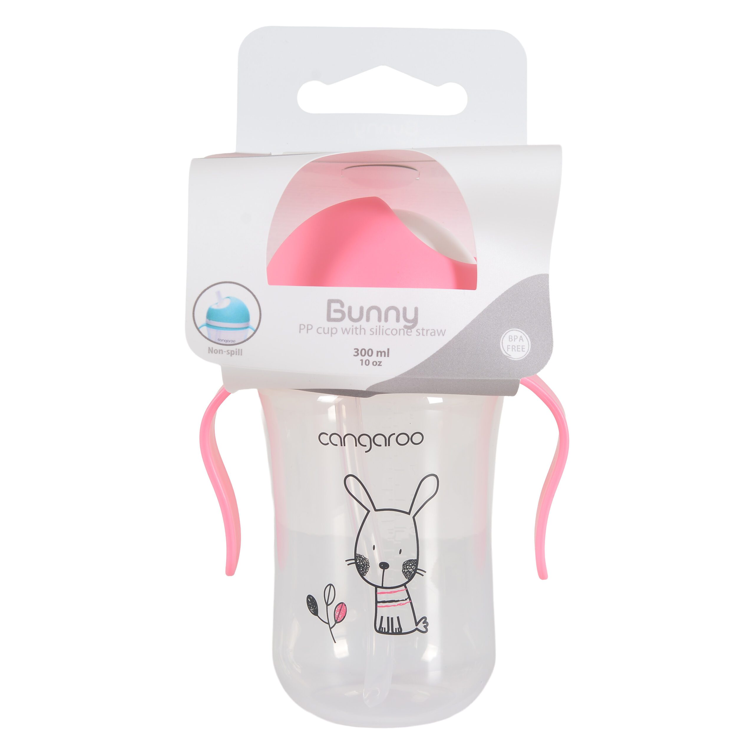 Чаша със силиконова сламка 300ML Bunny C0587 розов - Image 3